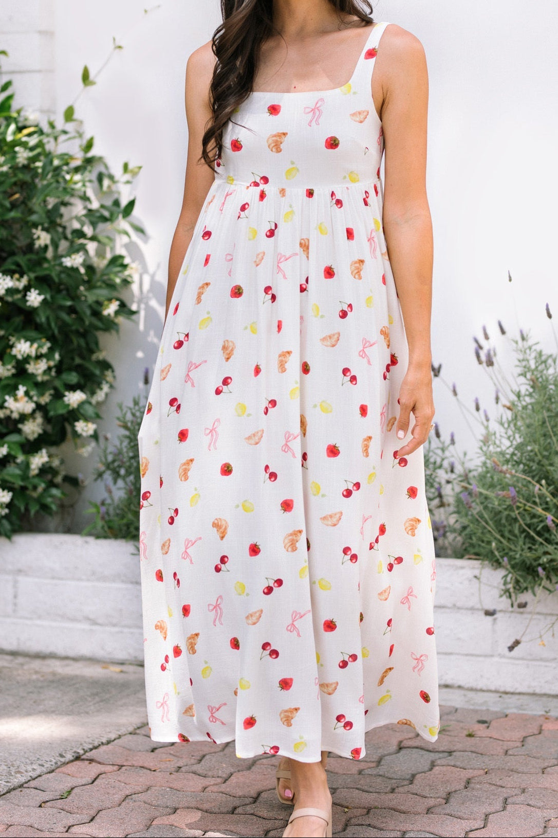 Robe longue Vivienne babydoll à imprimé fruits