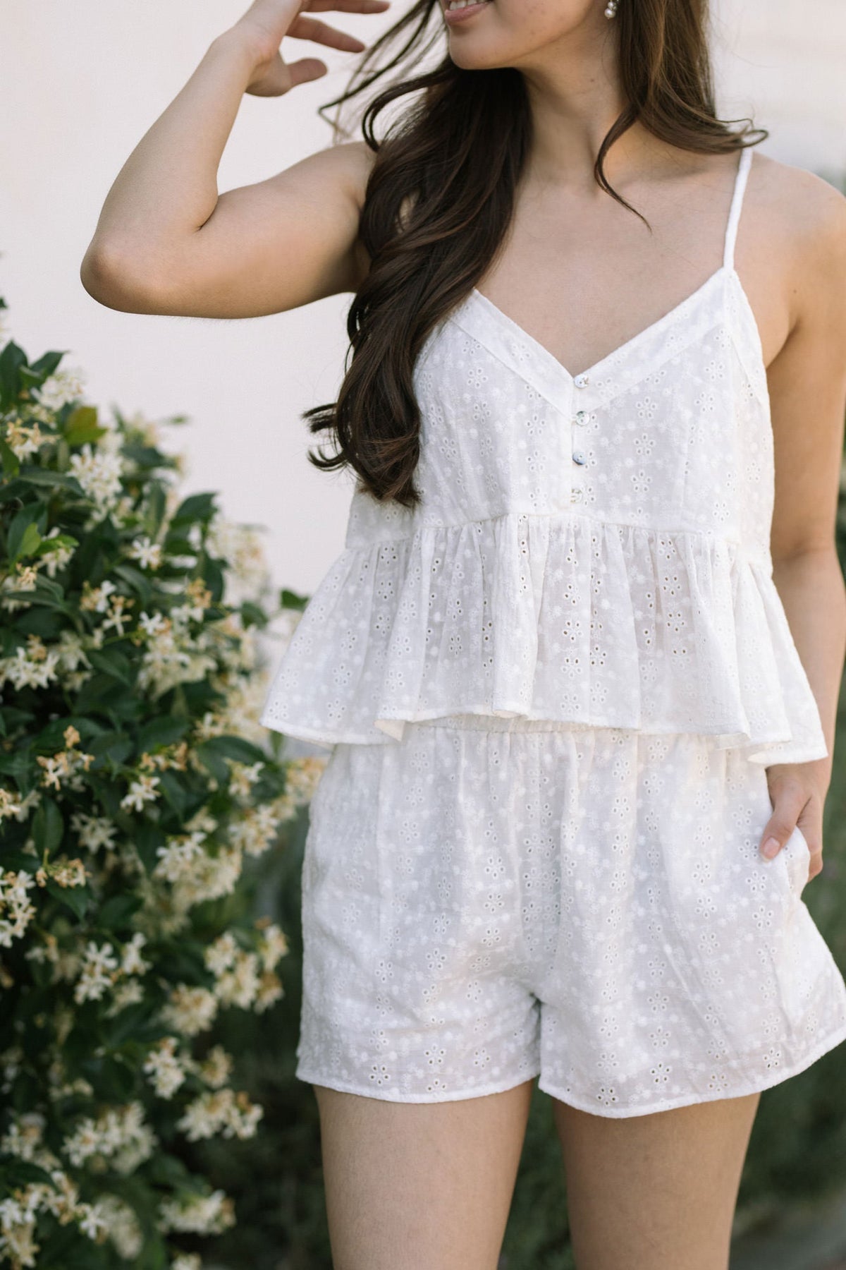 Haut péplum Jojo en broderie anglaise