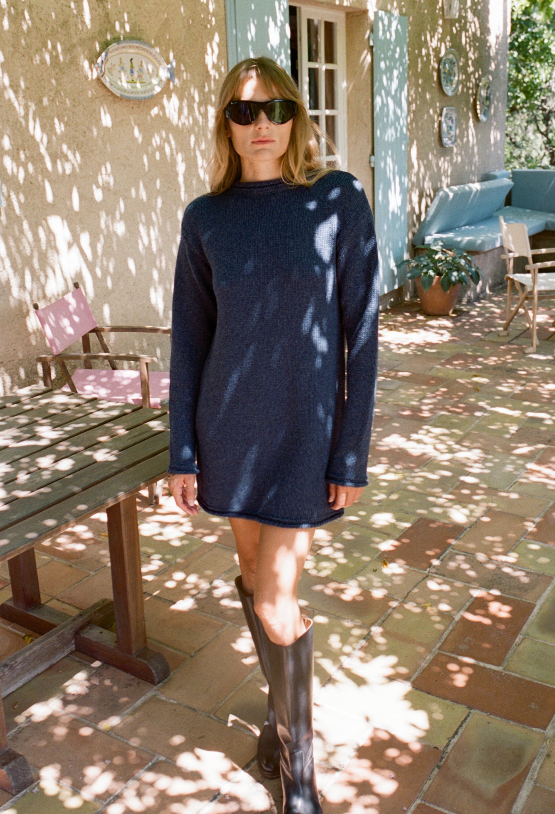 Robe Tilda denim en mélange de laine