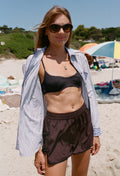 Short Bibbi marron en popeline de coton