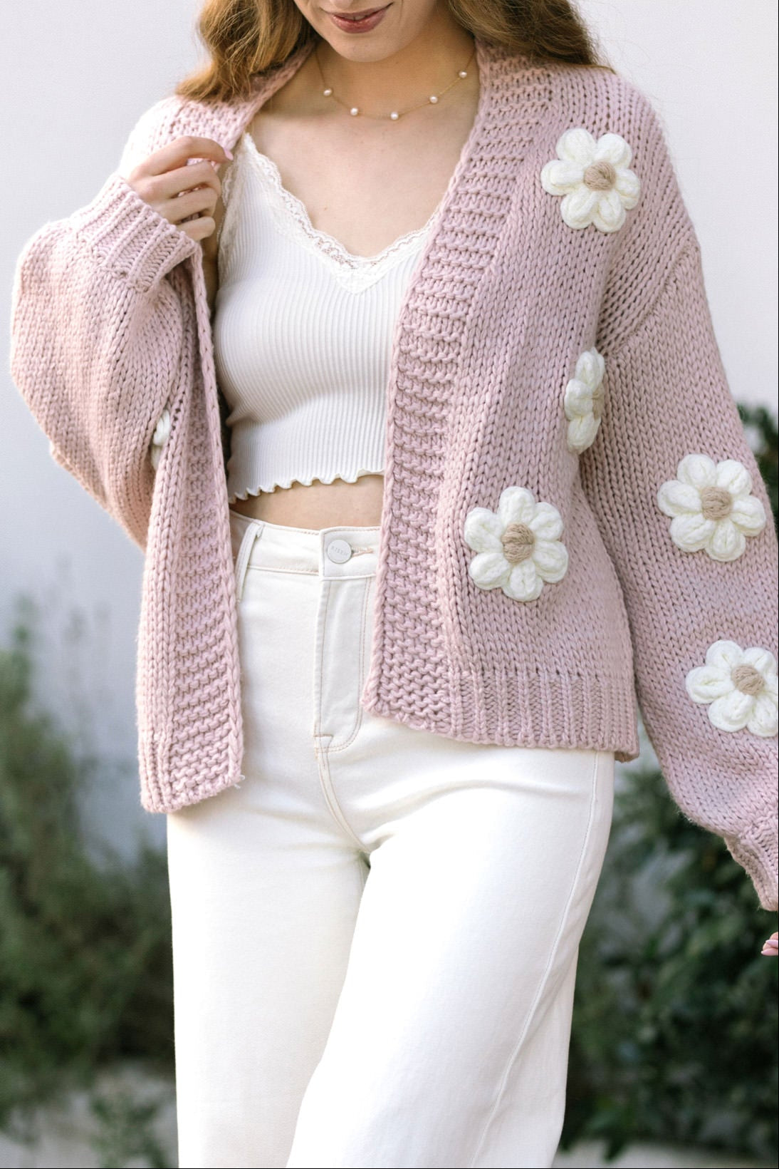 Gilet Angela fleuri en maille