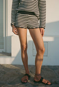 Short Fava rayé marine en maille