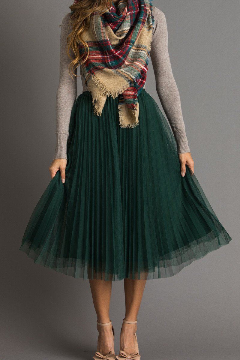 Jupe midi Vienna en tulle plissé