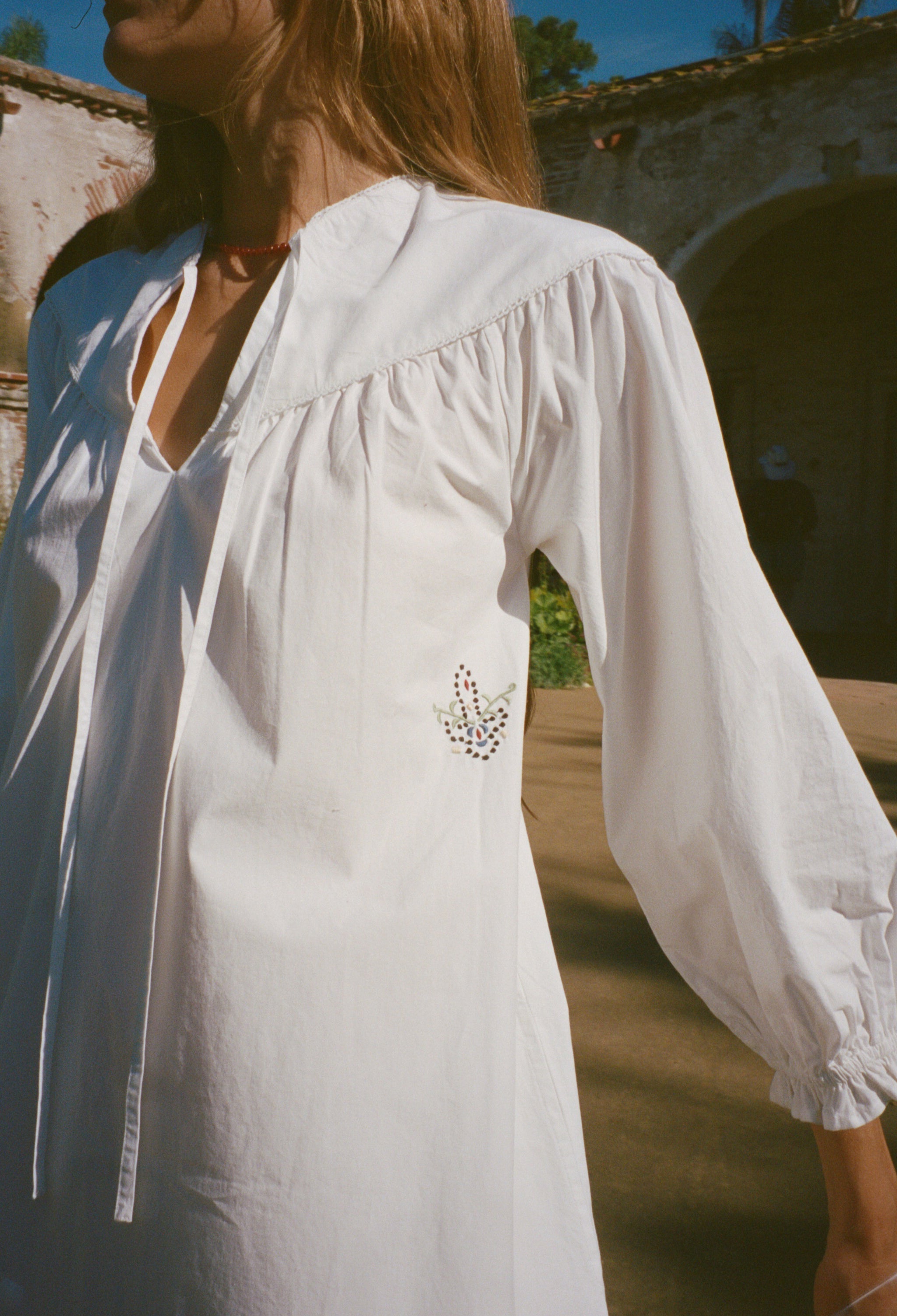 Robe Tania blanche en popeline de coton