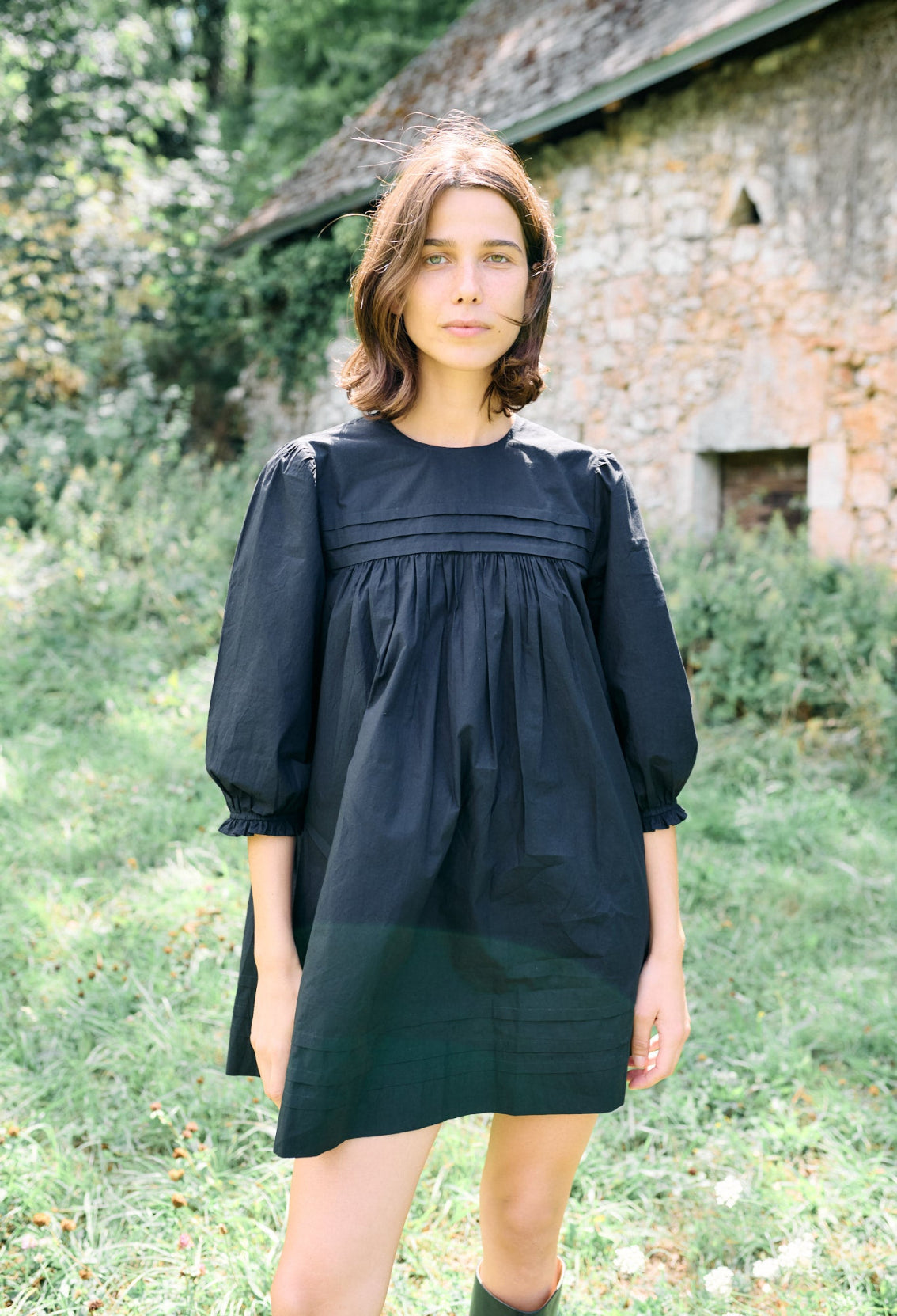 Robe Jolin noire en popeline de coton