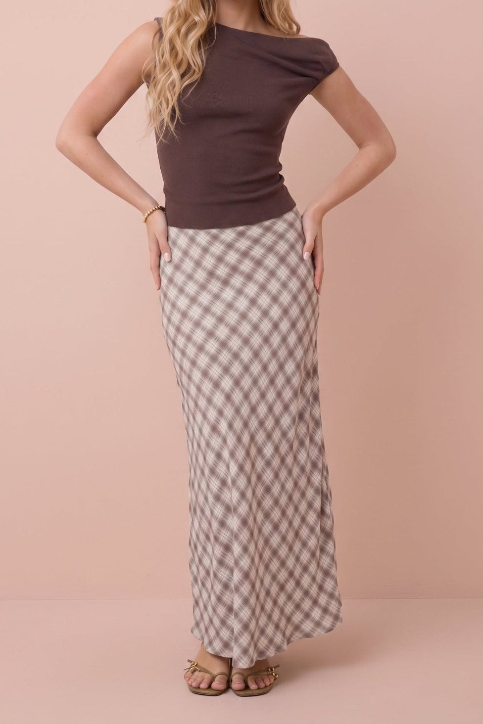 Jupe midi Lizzie à carreaux